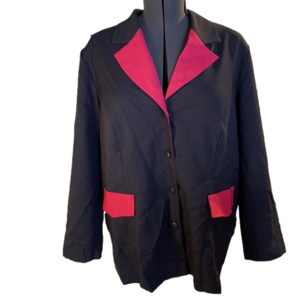 Ps Classic Women’s Black Button down Business Suit with Pink Accents(Size 18)NWT